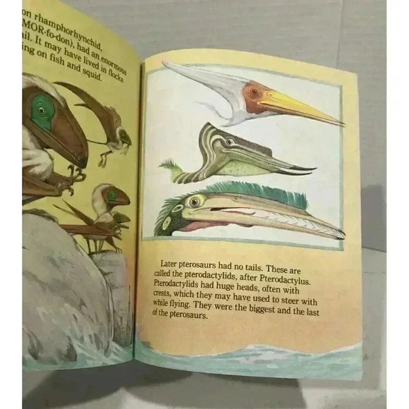 Vintage Flying Dinosaurs, Little Golden Book 1990, HC Junk Journal Ephemera - Picture 5 of 6